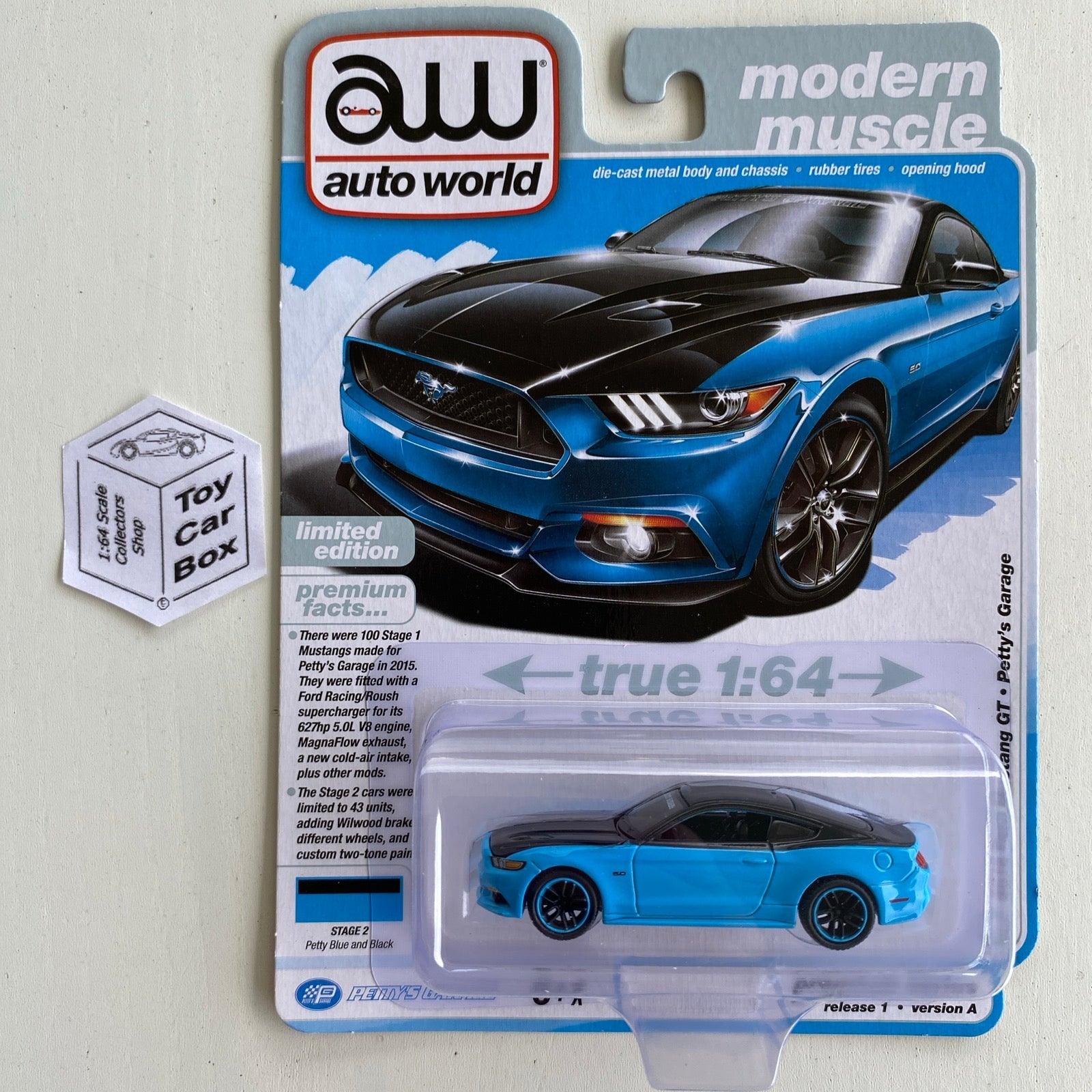 2024 AUTO WORLD - 2015 Ford Mustang GT Petty¡¯s Garage (Blue - Release 1A) M15