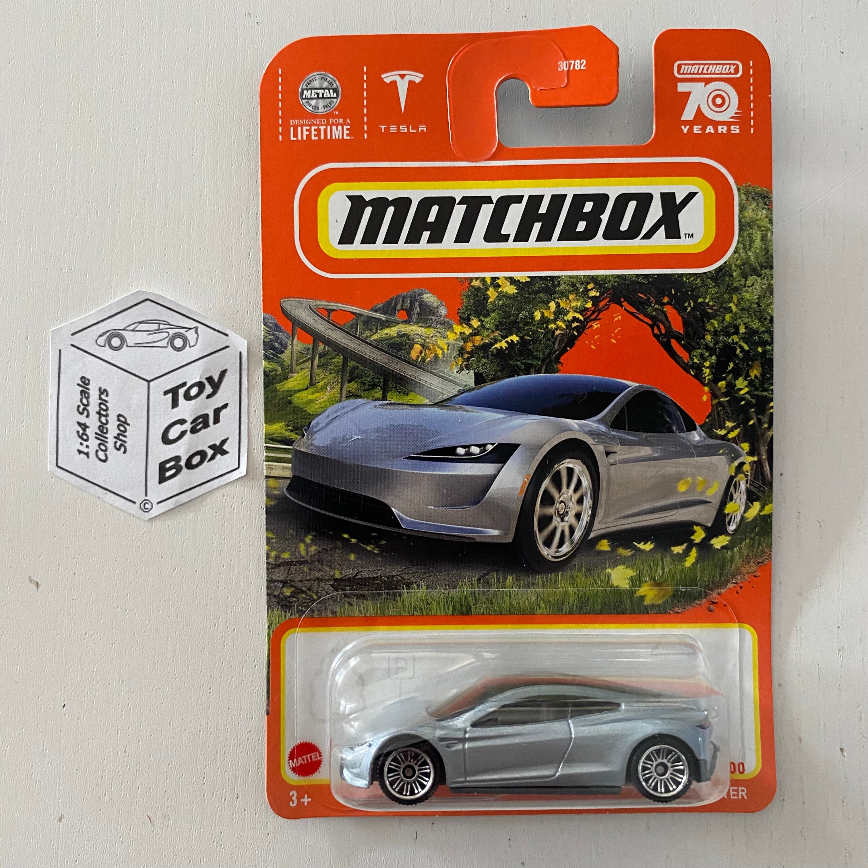 2023 MATCHBOX #91 - Tesla Roadster (Silver - Long Card) B59