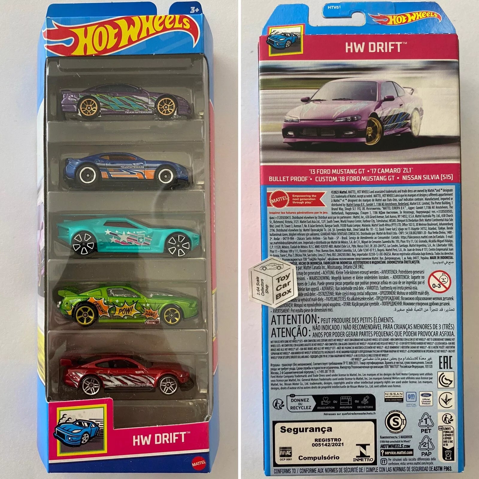 2024 HOT WHEELS Drift 5 Pack (Inc. Mustang & Silvia, Camaro) F30